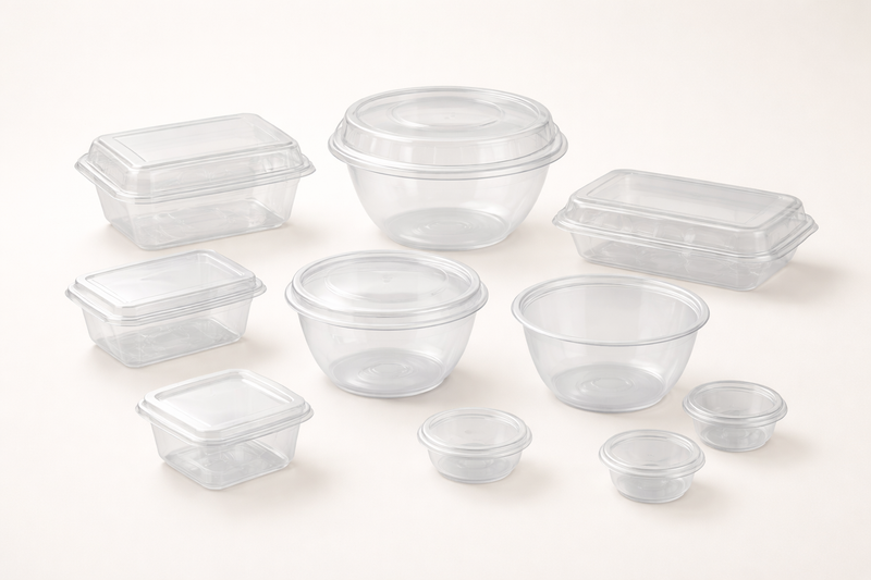 Envases desechables transparentes de plástico para comida para llevar