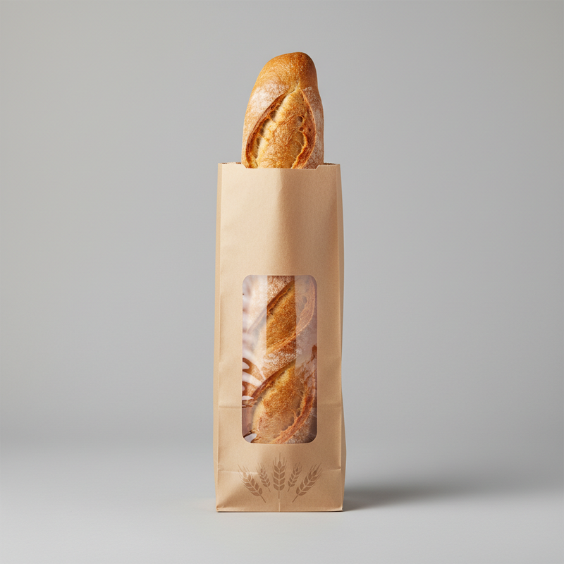 Bolsa para pan de papel kraft, resistente a la grasa y al calor