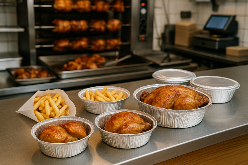 Envases para asaderos de pollos
