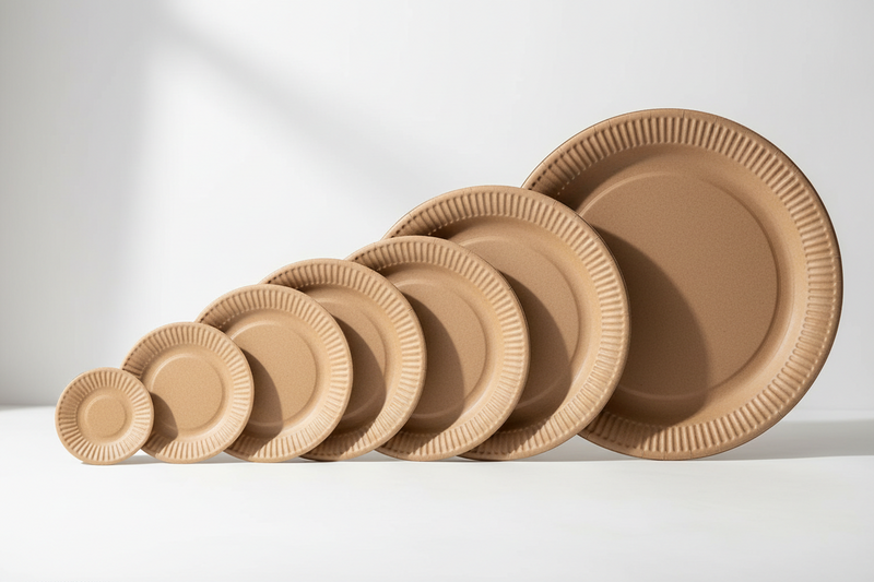 Platos de carton desechables de distintos tamaños