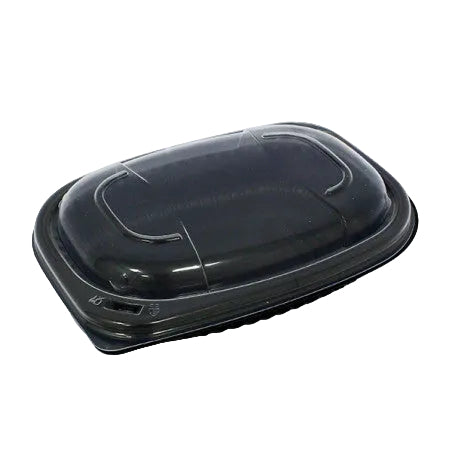 Envase de plástico negro con tapa 250 ml para hosteleria | Suminet