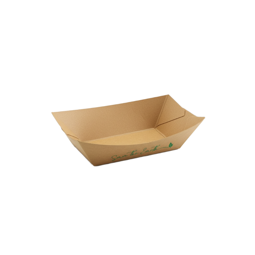 barqueta de papel kraft con capacidad para 300ml con unas nuggets de pollo