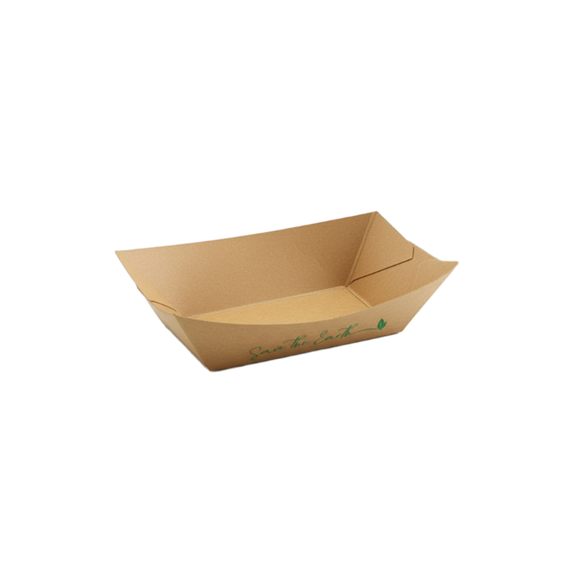 barqueta de papel kraft con capacidad para 300ml con unas nuggets de pollo