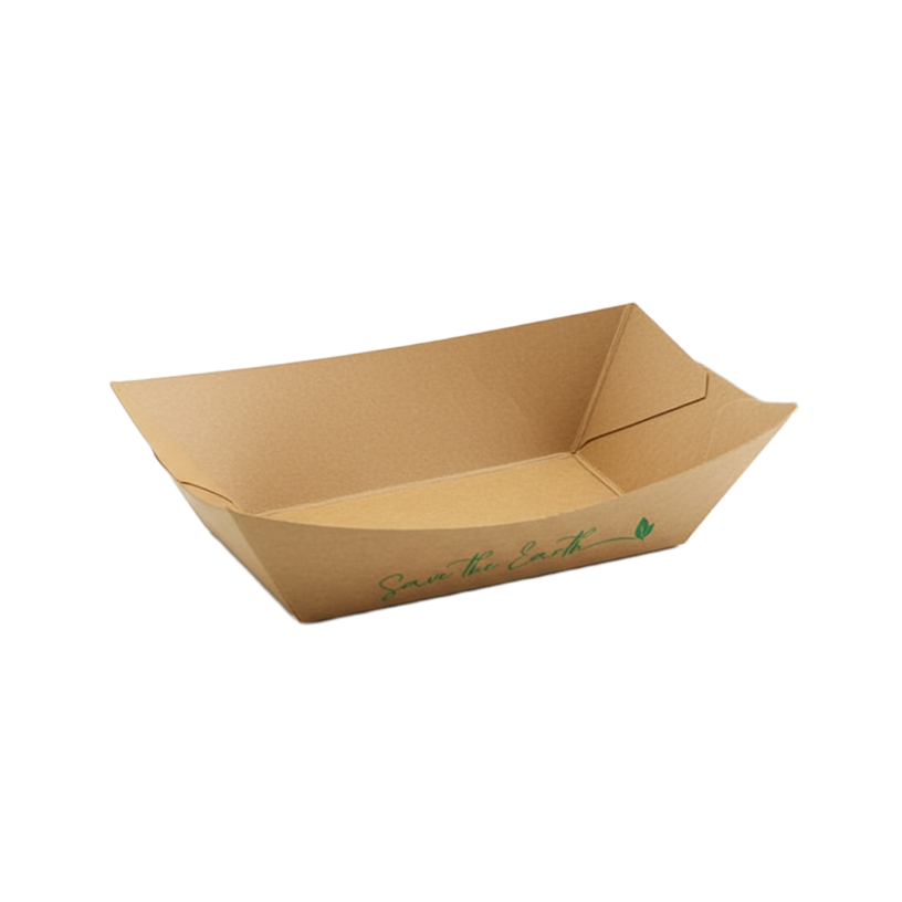 barqueta de papel kraft para fritos con capacidad para 400l con tiras de pollo dentro