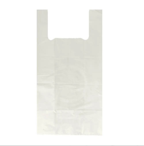 Bolsa reciclada de plástico blanco 35x50 resistente y económica para restaurantes